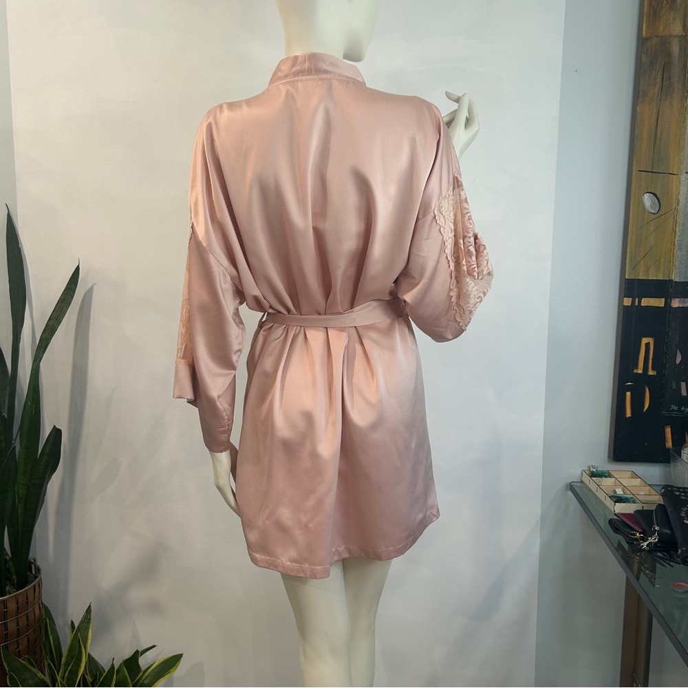 In Bloom by Jonquil Satin & Lace Shorty Robe - Picture 7 of 13